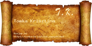Tomka Krisztina névjegykártya